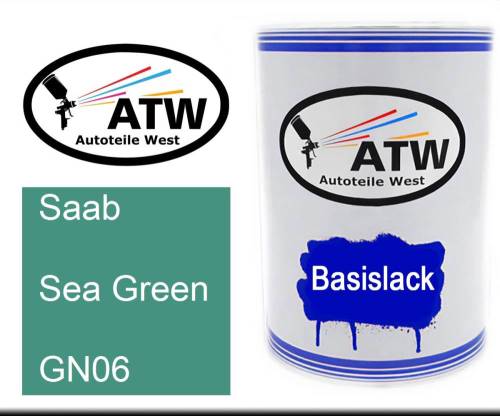 Saab, Sea Green, GN06: 500ml Lackdose, von ATW Autoteile West.